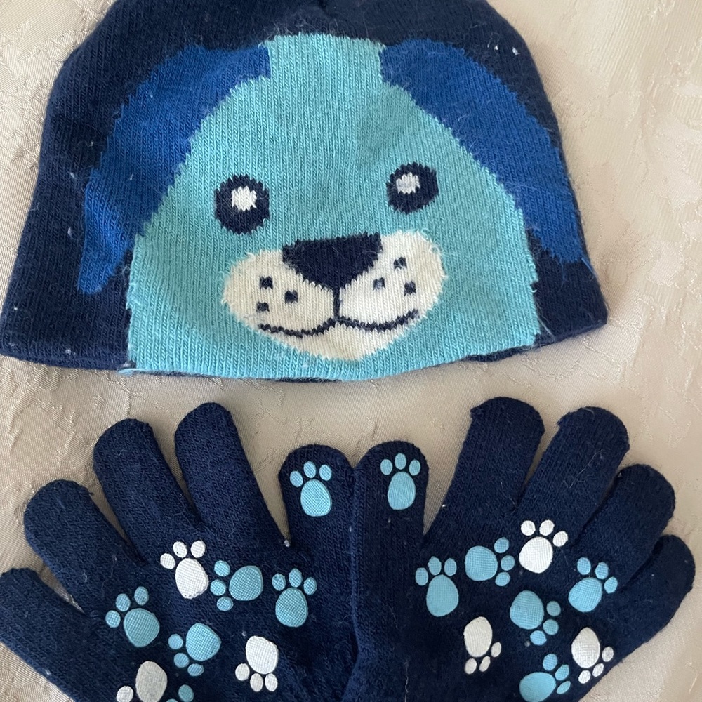 winter dog hat and gloves set